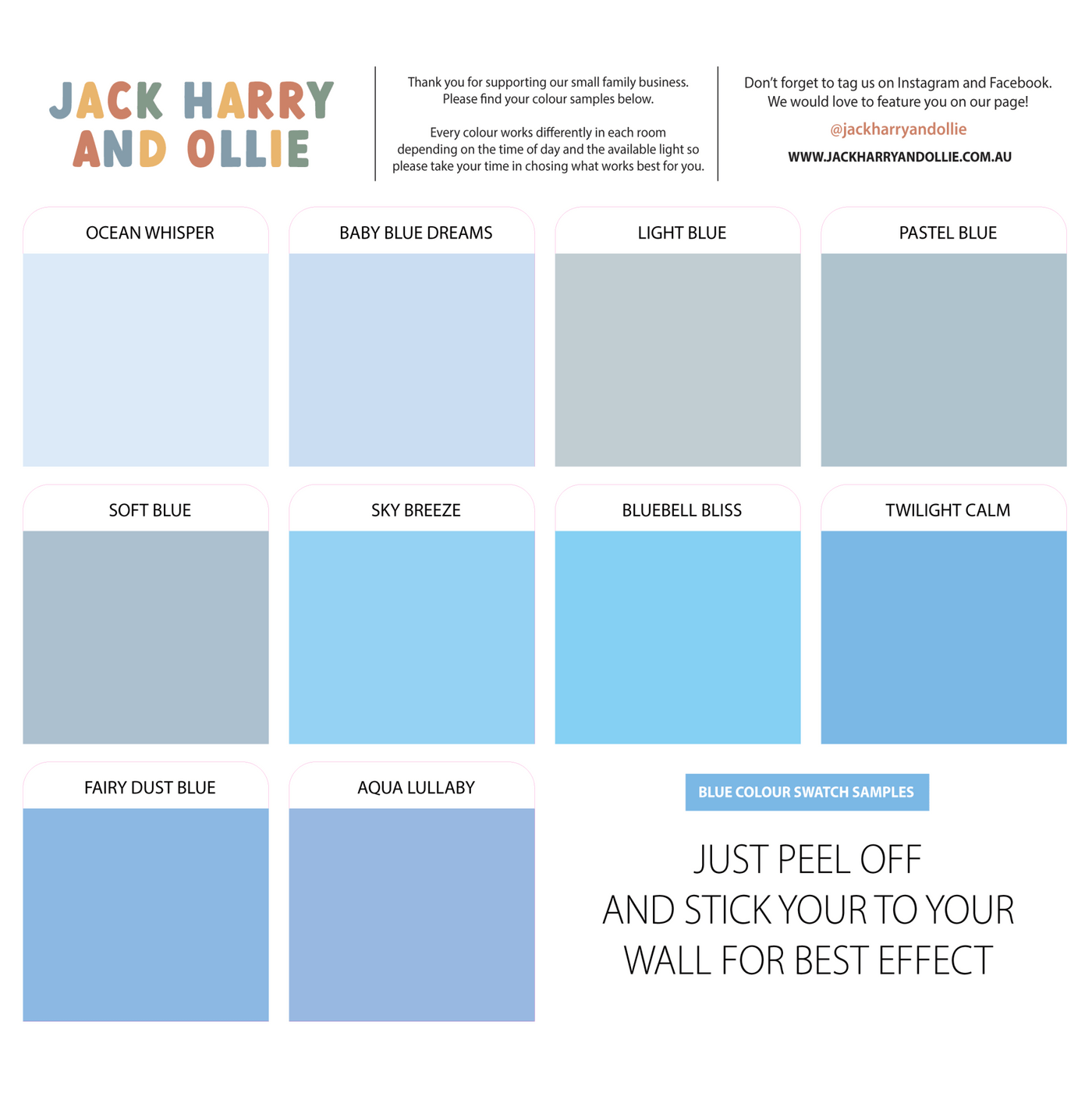 Scallop Wall Decals Blue 10 Colourways - Jack Harry and Ollie