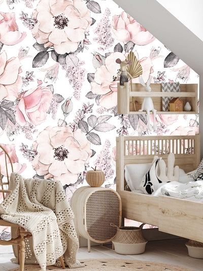 Pink Floral and Leaves Wallpaper - Jack Harry and Ollie