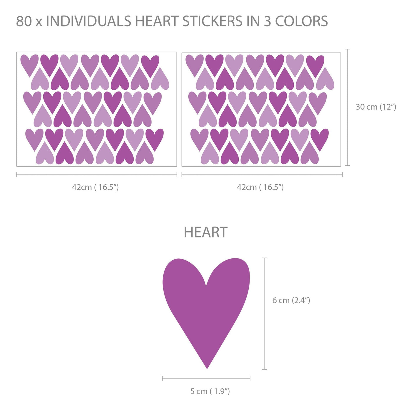 Purple Heart Wall Stickers - Jack Harry and Ollie