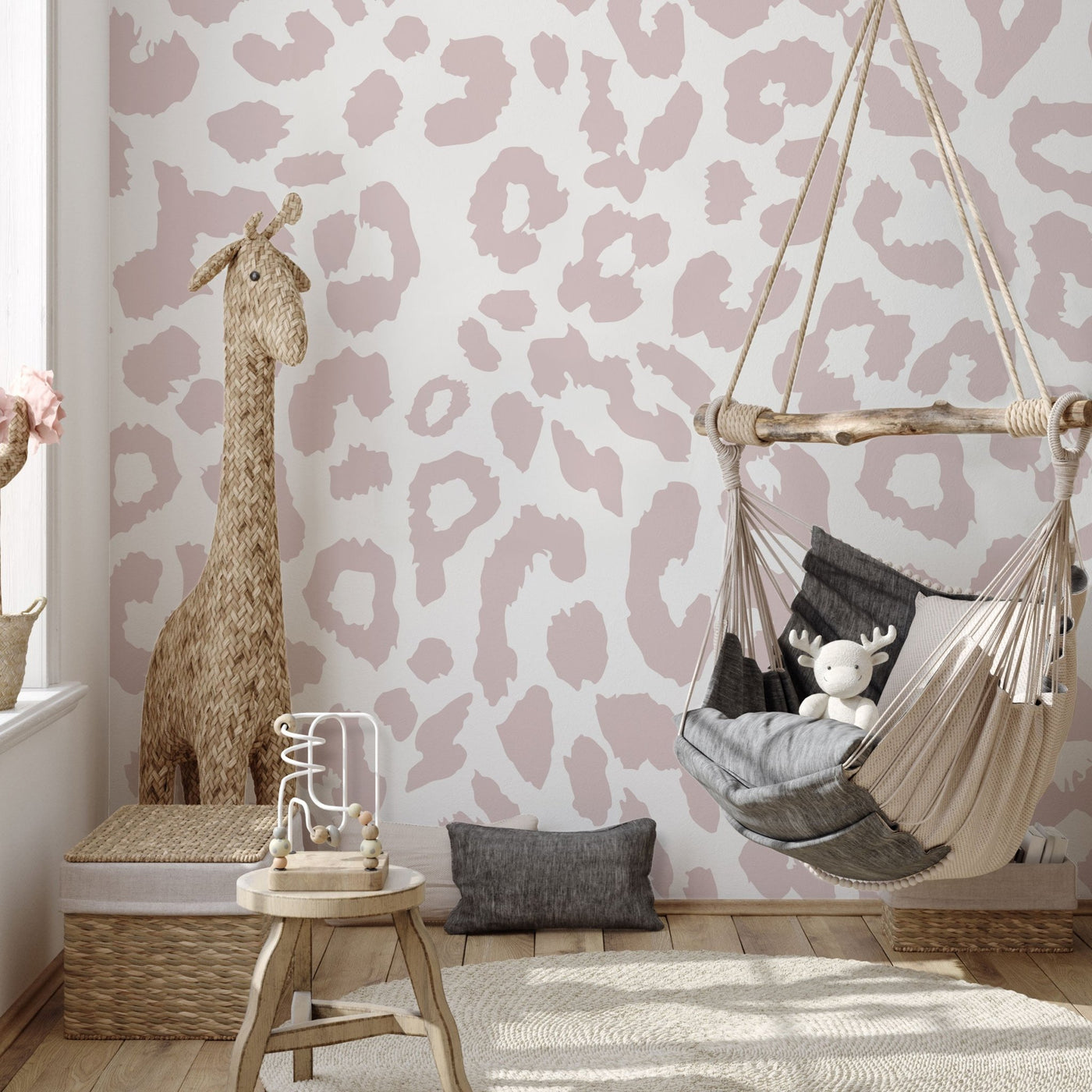 Safari Leopard Soft Pink Wallpaper - Jack Harry and Ollie